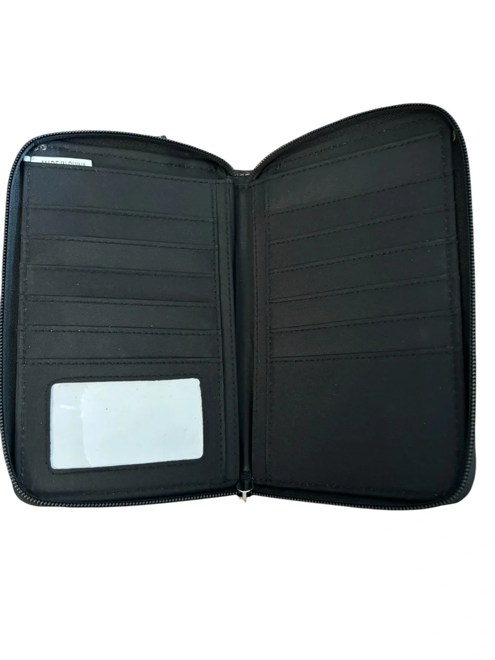 Black Vegan Leather Crossbody Phone Pouch Winged Crystal Cross Accent Wristband